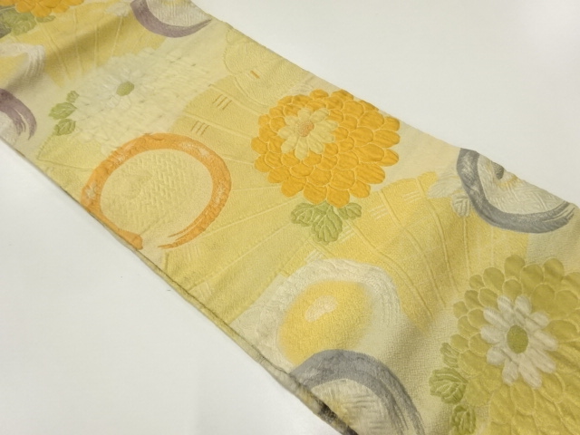 JAPANESE KIMONO / ANTIQUE NAGOYA OBI / WOVEN KIKU